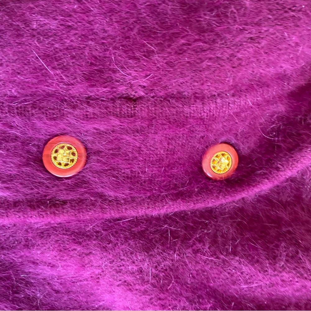 Vintage 1980’s Women's Size L Deep  Burgundy/Purple Furry Cardigan - Picture 4 of 7